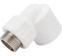 Угольник комбинированный Millennium 32 мм х 1" наружная резьба, полипропиленовый/латунный для труб, белый 3M22-emo-320d00