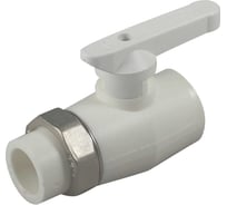 Кран шаровой Millennium 25 мм с американкой PPR, полипропиленовый, белый 3M42-vlb-250006