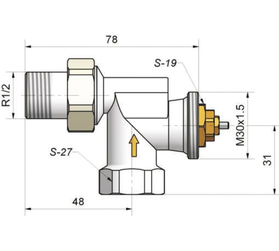 Термостатический аксиальный клапан SCHLOSSER DN15, 1/2xGW 1/2 601200003