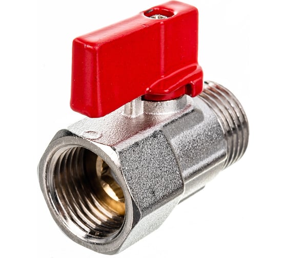 Шаровой кран Uni-Fitt мини, НВ 1/2", флажок, красный, металл 121N2000