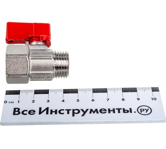 Шаровой кран Uni-Fitt мини, НВ 1/2", флажок, красный, металл 121N2000