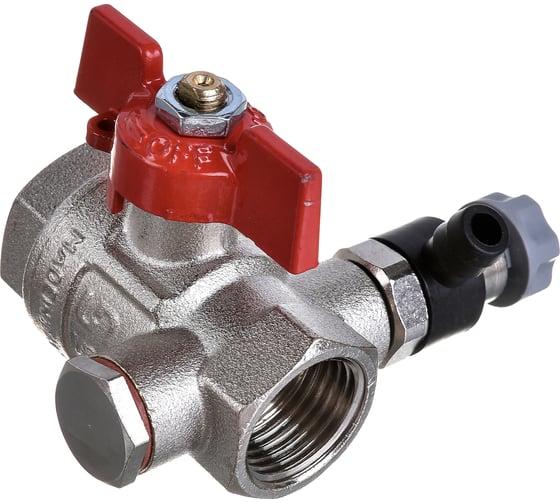 Шаровой кран Uni-Fitt ВВ 1/2", с дренажным вентилем, заглушка 1/4", бабочка 115T2000
