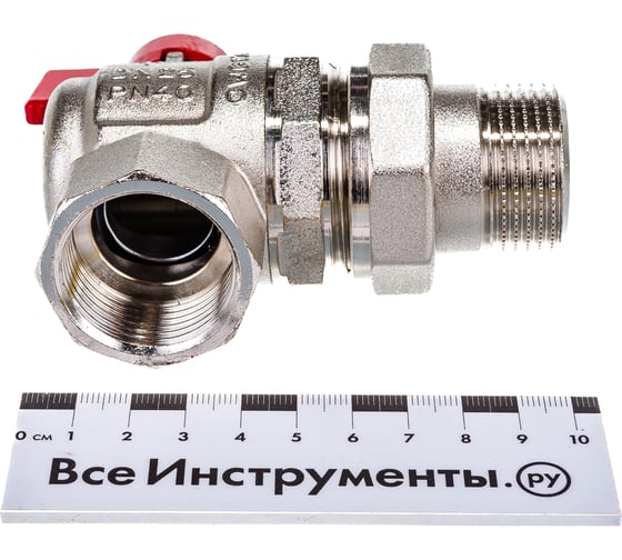 Угловой кран Uni-Fitt НВ 1" с разъемным соединением, полнопроходной, бабочка 133T4000