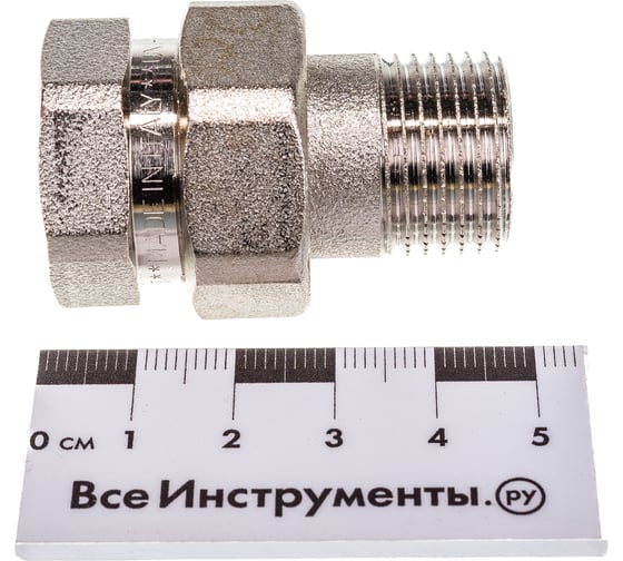 Разъемное соединение Uni-Fitt НВ 1/2", прямое, с прокладкой O-RING, никелированная латунь 650N2000