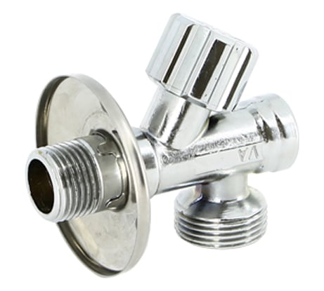 Вентиль Uni-Fitt НН 1/2" х 3/4" для подключения стиральных машин с фильтром, хром 187F2300