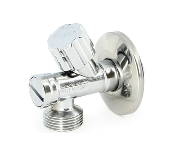 Вентиль Uni-Fitt НН 1/2" х 3/4" для подключения стиральных машин с фильтром, хром 187F2300
