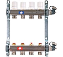 Коллекторная группа Uni-Fitt 1'х3/4' 12 выходов, с регулировочными и термостатическими вентилями, нерж. сталь 451I4312.R