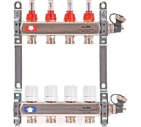 Коллекторная группа Uni-Fitt 1'х3/4' 9 выходов с расходомерами и термостатическими вентилями, нерж. сталь 450I4309.R