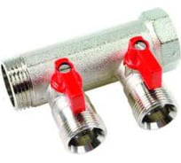 Коллектор с красными шаровыми кранами HENCO 3/4"НР под евроконус, 3/4"-2xEK14,16,18,20 VB050502-ROOD