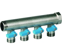 Коллектор с синими шаровыми кранами HENCO 3/4"НР под евроконус, 3/4"-4xEK14,16,18,20 VB050504-BLAUW