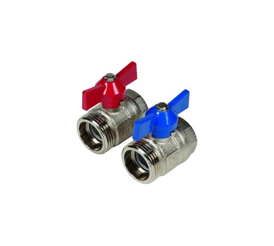 Шаровый кран с уплотнением HENCO никелированный, 1"x3/4", набор 2 шт. UFH-B0605-VN