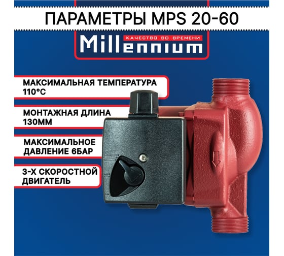Насос циркуляционный Millennium 130 мм MPS 20-60