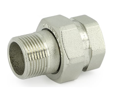 Разъемное соединение Uni-Fitt НВ 1", прямое, с плоской прокладкой, никелированная латунь 656N4000