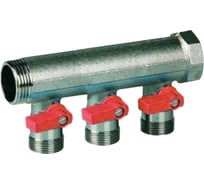 Коллектор с красными шаровыми кранами HENCO 3/4"НР под евроконус, 3/4"-3xEK14,16,18,20 VB050503-ROOD