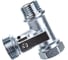 Шаровой кран Uni-Fitt ННВ 1/2" x 3/4" х 1/2", проходной, для стиральных машин, флажок, хром 182C2320 3