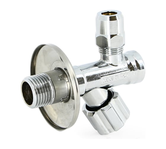 Вентиль Uni-Fitt  Н-обжим 1/2" х 10 мм 3/8", для подключения бачков/смесителей, хром, рукоятка металл 186M2500