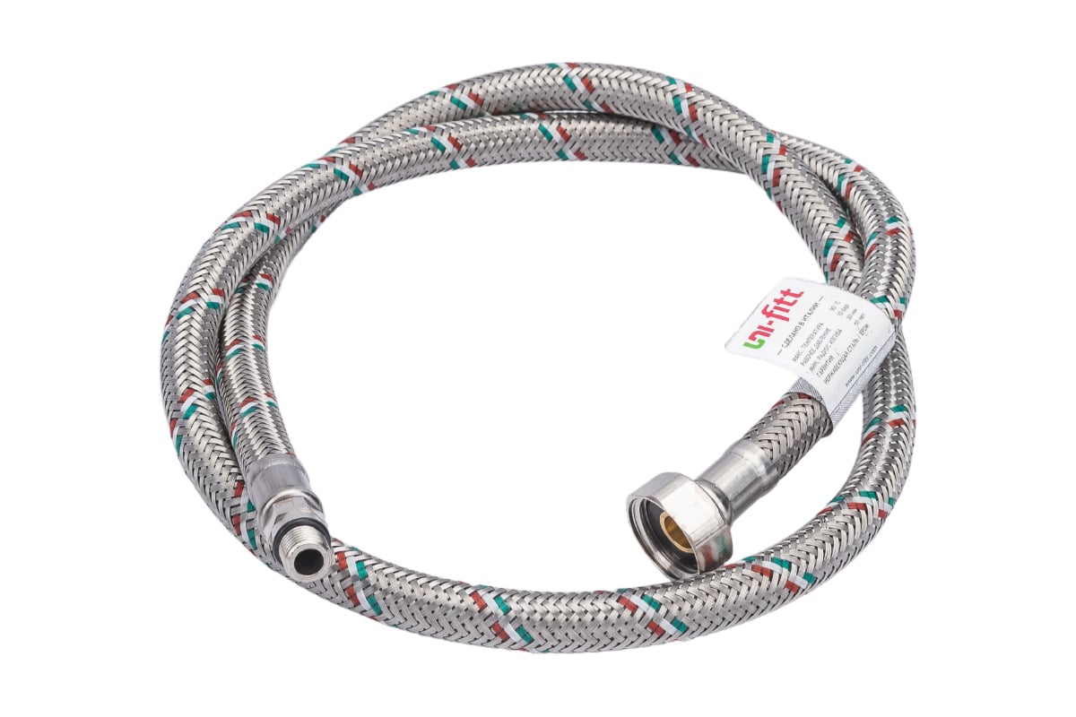 Подводка гибкая для смесителя (М10х1-1/2\"; 100 см; DN 8; оплётка из ...