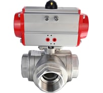 Шаровой кран DN.ru RP.SS316.200.MM L-тип Ду20 Ру63, пневмопривод SA-052 D160-08129