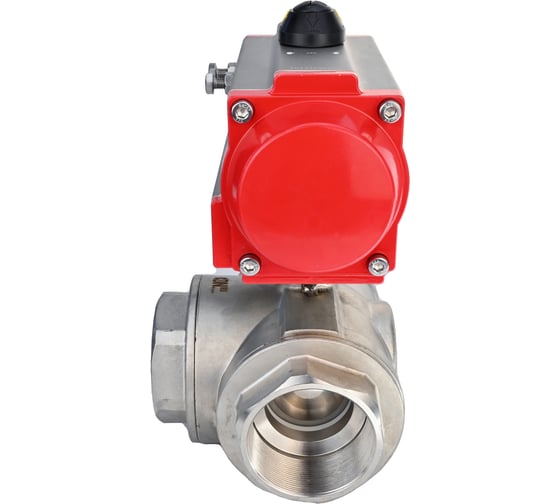 Шаровой кран DN.ru RP.SS316.200.MM L-тип Ду65 Ру40, пневмопривод DA-083 D160-08074