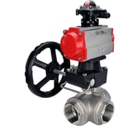 Шаровой кран DN.ru RP.SS316.200.MM.032 ISO L-тип Ду32 Ру63 пневмопривод, БКВ, дублёр D160-08351