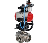 Кран DN.ru RP.SS316.200.MM.080 ISO L-тип Ду80 Ру40 привод, пневмораспр, дублёр, БКВ, БПВ D160-11132