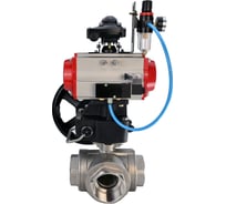 Кран DN.ru RP.SS316.200.MM.050 ISO L-тип Ду50 Ру63 привод, пневмораспр, дублёр, БКВ, БПВ D160-11080