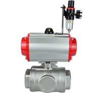 Шаровой кран DN.ru RP.SS316.200.MM.032 ISO L-тип Ду32 Ру63 привод, пневмораспр, БПВ D160-11037
