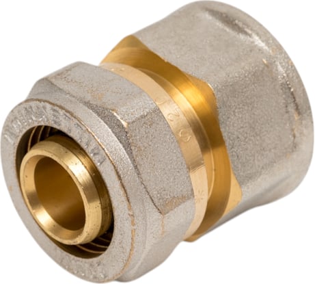 Муфта прямая обжимная соединительная для металлопластиковых труб Millennium 20мм х 3/4" с внутренней резьбой MMF3420