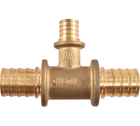 Тройник аксиальный переходной 20×2,8 – 25×3,5 – 20×2,8 для труб из сшитого полиэтилена PEX-A / PEX-B — латунный фитинг для систем отопления и водоснабжения Millennium TSPP202520
