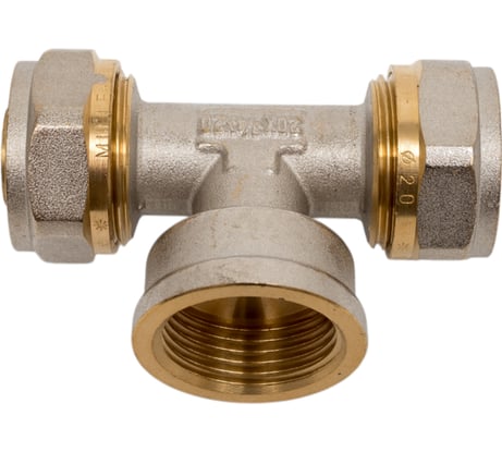 Тройник обжимной для металлопластиковых труб Millennium 20мм х 3/4" х 20мм с внутренней резьбой MTF3420