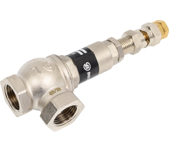 Клапан предохранительный Benarmo угловой, латунь никелированная, Ду15x15, ВР, Рср3, Рн1-16 128-2520 1