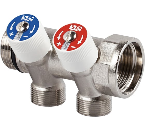 Распределительный коллектор со встроенными клапанами SR Rubinetterie 3/4"х1/2", на 2 выхода 0054-2000N200 1