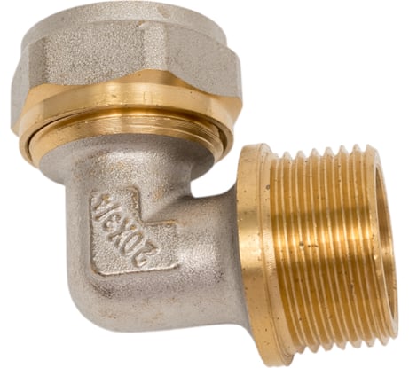 Угольник Millennium 90 обжимной, для металлопластиковых труб 20x3/4" с наружной резьбой MUM3420