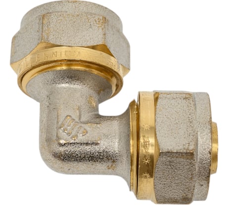 Угольник Millennium 90 обжимной, для металлопластиковых труб 16 мм х 16 мм MUS1616