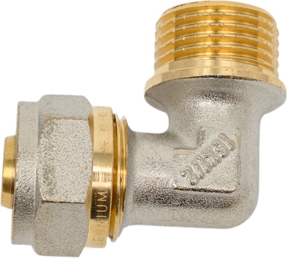 Угольник Millennium 90 обжимной для металлопластиковых труб 16x1/2" с наружной резьбой MUM1216
