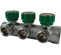 Коллектор с регулирующими клапанами SantechSystems 1", 3 выхода 3/4" ЕК н/р, межосевое расстояние между выходами 45мм 129-8680