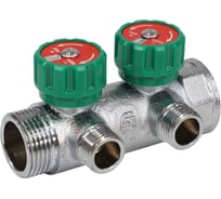 Коллектор с регулирующими клапанами SantechSystems 1", 2 выхода под плоское уплотнение 1/2" н/р, межосевое расстояние между выходами 45мм 129-8675