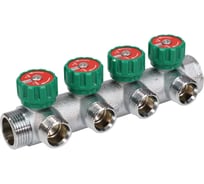 Коллектор с регулирующими клапанами SantechSystems 1", 4в 3/4" ЕК н/р, межосевое расстояние между выходами 45мм 129-8681