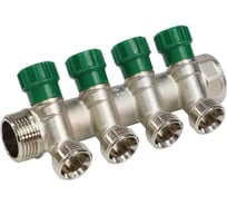 Коллектор с регулирующими клапанами SantechSystems 1", 4в 3/4" ЕК н/р, межосевое расстояние между выходами 36мм 129-9353