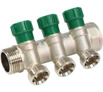 Коллектор с регулирующими клапанами SantechSystems 1", 3в 3/4" ЕК н/р, межосевое расстояние между выходами 36мм 129-9352