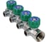 Коллектор лат клап рег SantechSystems 3/4", 4 выхода под плоское уплотнение 1/2" н/р, межосевое расстояние между выходами 45мм 129-8674 4
