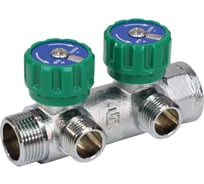 Коллектор с регулирующими клапанами SantechSystems 3/4", 2 выхода под плоское уплотнение 1/2" н/р, межосевое расстояние между выходами 45мм 129-8672