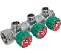 Коллектор лат клап рег SantechSystems 3/4", 3 выхода под плоское уплотнение 1/2" н/р, межосевое расстояние между выходами 45мм 129-8673