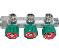 Коллектор лат клап рег SantechSystems 3/4", 3 выхода под плоское уплотнение 1/2" н/р, межосевое расстояние между выходами 45мм 129-8673