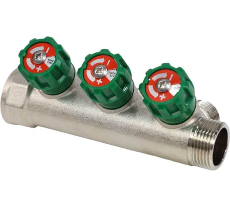 Коллектор лат клап рег SantechSystems 3/4", 3 выхода под плоское уплотнение 1/2" н/р, межосевое расстояние между выходами 36мм 129-9346