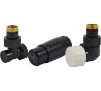 Комплект трехосевой SCHLOSSER DN15 GZ1/2xGW1/2 правый, черный, головкой Мини M30x1.5 602200066 Ral 9005