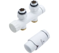 Узел подключения SCHLOSSER DUO-PLEX 3/4xМ22x1.5 + 2 ниппеля 1/2x3/4 проходной, белый 602100031