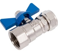 Кран шаровой обжимной 16 мм × ½" с внутренней резьбой для металлопластиковых труб — латунный запорный фитинг для систем отопления и водоснабжения Millennium KBFC1216