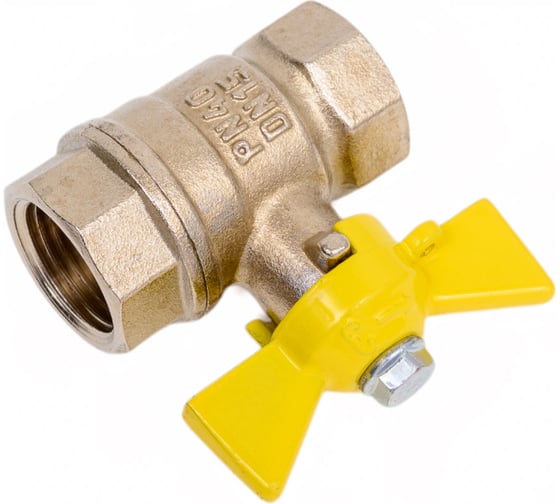 Шаровой кран Valfex N/P59 БИРКА для газа 1/2 ВР/ВР ручка-бабочка, латунный никелированный, 11Б27фтМ (96/24) VF.277.NB3.012.N/P59.Bir