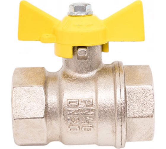 Шаровой кран Valfex N/P59 БИРКА для газа 3/4 ВР/ВР ручка-бабочка, латунный никелированный 11Б27фтМ (80/20) VF.277.NB3.034.N/P59.Bir 1